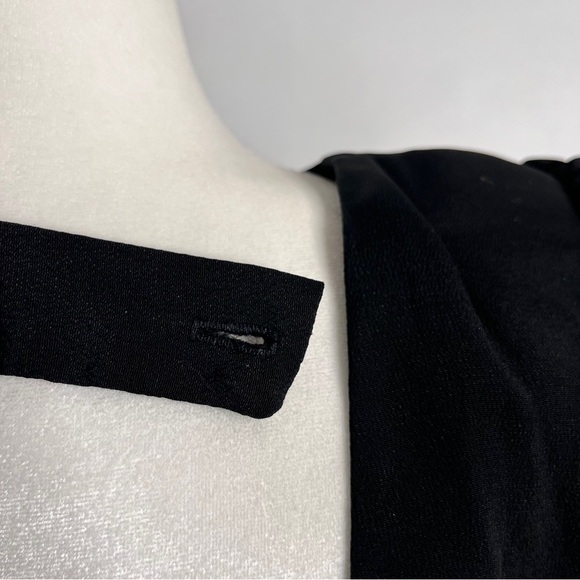 Vintage 80s Little Black Dress Statement Sleeves Open Back Knee Length Size 7/8 - Picture 10 of 11